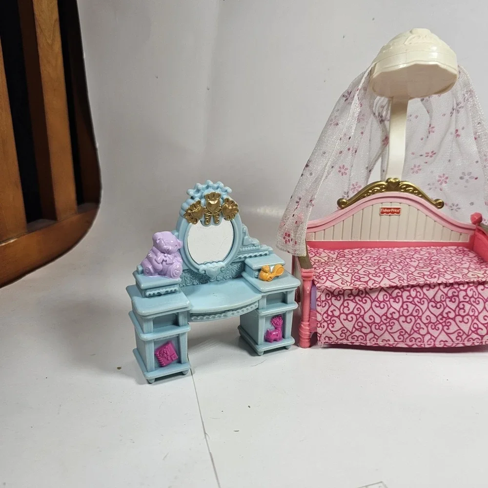 Fisher Price Loving Family‎ Dollhouse KIDS BEDROOM Canopy Girl Pink